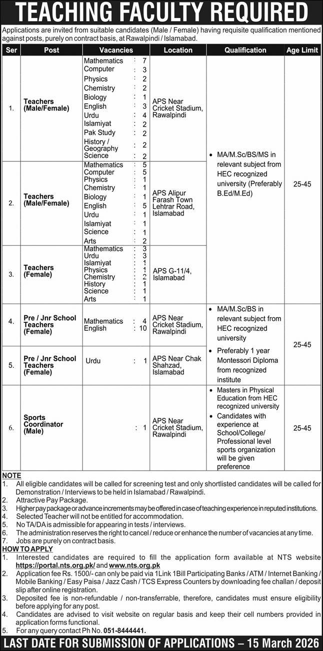 Army Public Schools and Colleges Jobs 2026