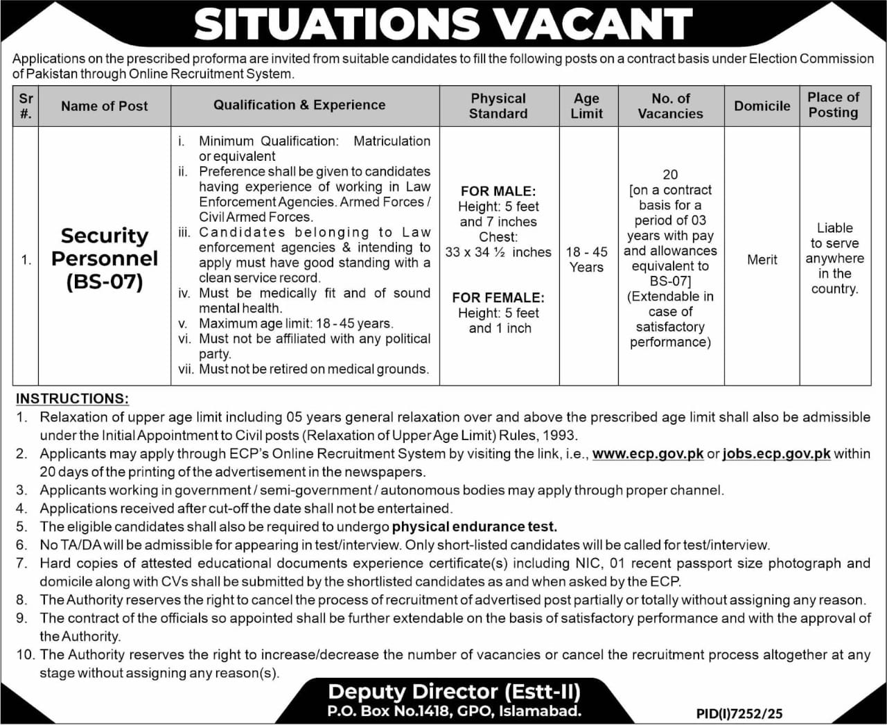 ECP Jobs 2026 for Security Personals